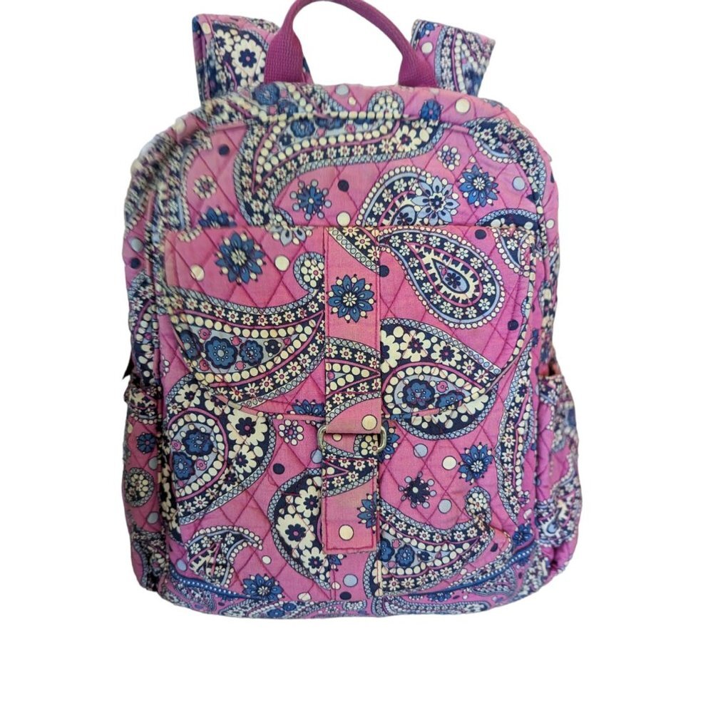 Vera Bradley Backpack Boysenberry Paisley Quilted Pink Blue